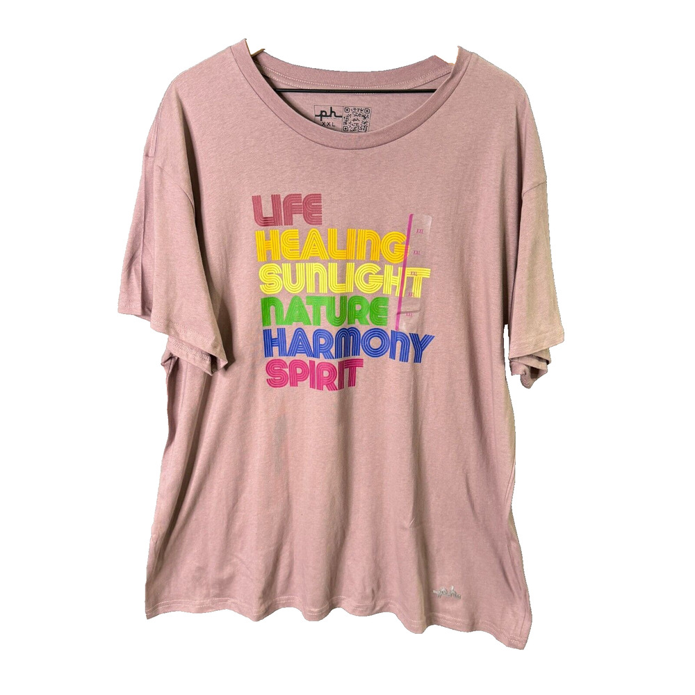 Phluid Project XXL T-Shirt Pink Life Healing Nature Harmony 100% Cotton Unisex‎